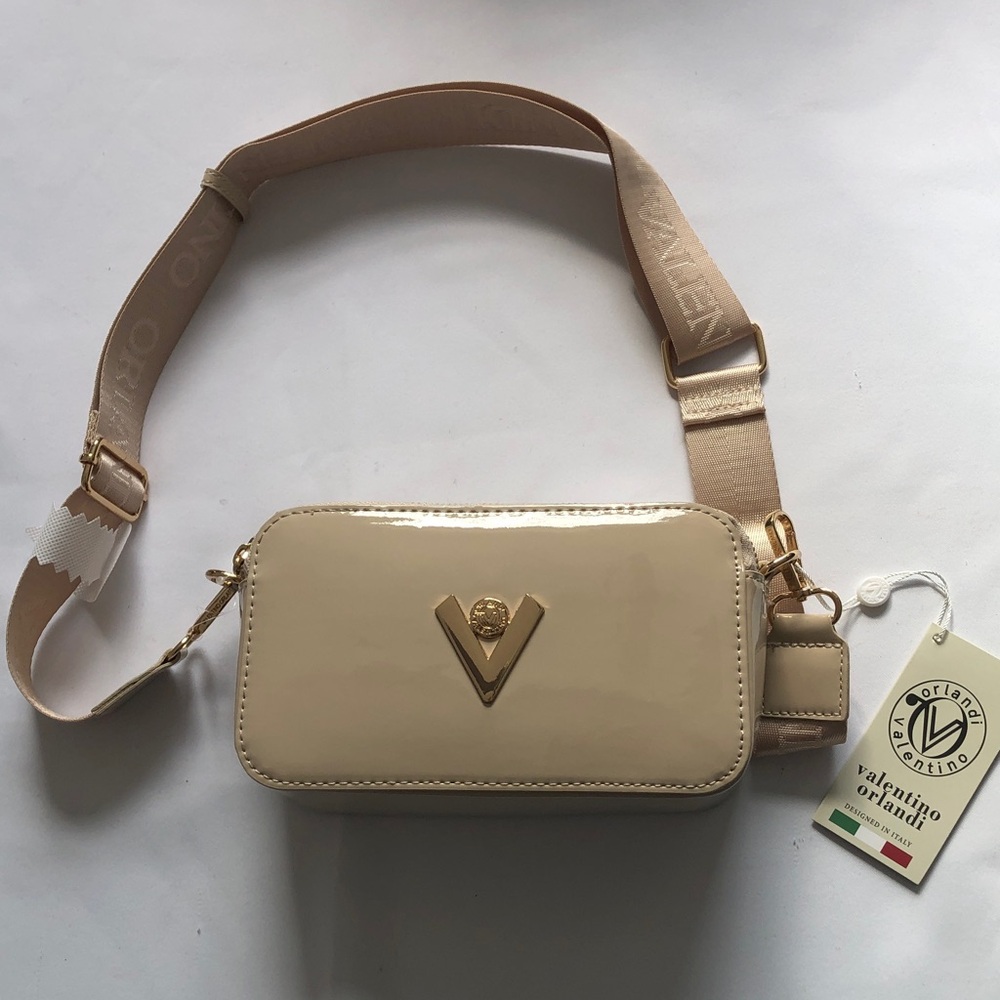 Valentino Beige Crossbody Bag with Gold Details